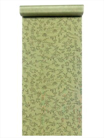 羽裏 正絹 hu-64 ウグイス地・鳥獣戯画柄