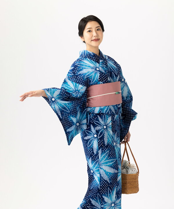 楽天市場】浴衣 有松絞り レディース 2024 菊花火 花柄 ブルー 青 