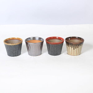 鉢:瀬戸焼ソリ山草削り丸鉢 3号*資材