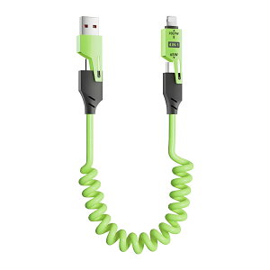 �}���[�d�P�[�u�� 4in1 65W �}���[�d �ϋv�� �L�k USB�R�C���P�[�u�� �X�v�����O USB�V���R���P�[�u�� TYPE-C iPhone 1.5M 480Mbps type-c�P�[�u�� �����\�`�b�v �f�[�^�]�� �f���ɋ��� ��� �������� iPhone