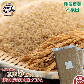 マラソン期間中エントリーして当店全商品ポイント10倍！残留農薬不検出 令和7年産あきたこまち 玄米 5kg（2.5kg X 2袋）