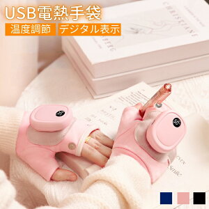 電熱 手袋 グローブ ヒーター手袋 ヒーターグローブ 電熱グローブ ヒーター内蔵 USB 指なし手袋 指無し 指ぬき手袋 指出し手袋 ミトン 冷え 冬 レディース メンズ フリーサイズ 男女兼用 スマ