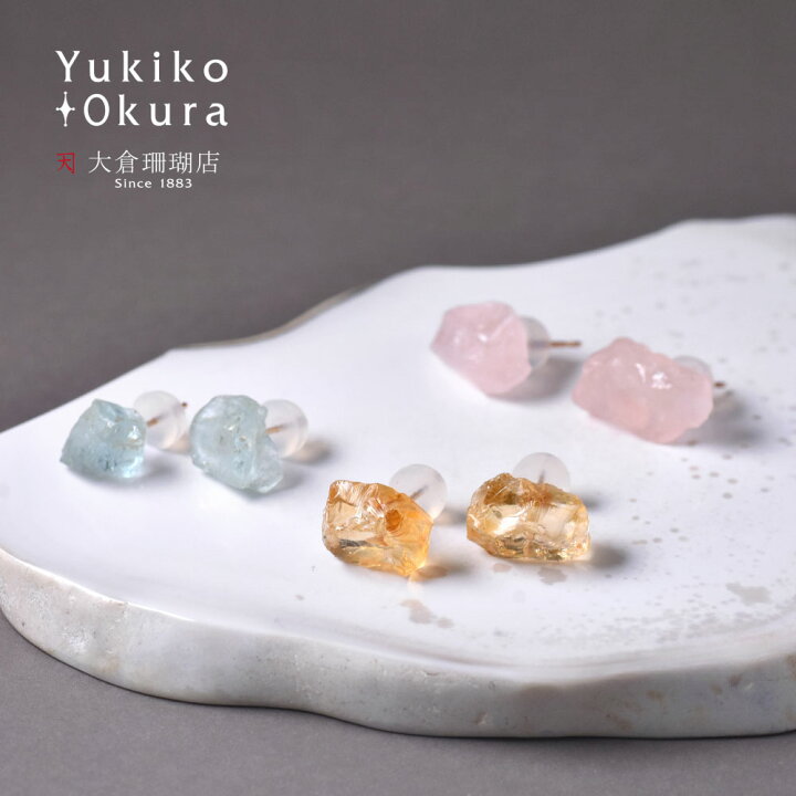 楽天市場】天然石 イヤリング ピアス アクアマリン シトリン ローズ 
