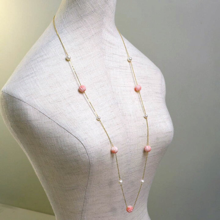 楽天市場】ネックレス 深海 珊瑚 サンゴ さんご ピンク メロンカット  