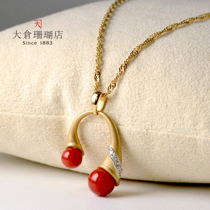 楽天市場】血赤珊瑚 ペンダント ネックレス サンゴ さんご ダイヤ K18  