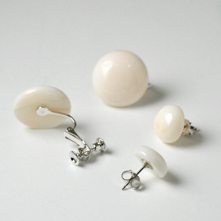 楽天市場】ミッド珊瑚 イヤリング ピアス ホワイトピンク サンゴ さん 