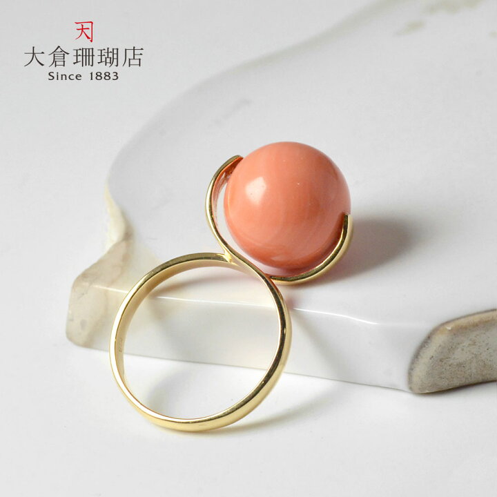 楽天市場】モモイロ珊瑚 リング 指輪 サンゴ さんご K18 18金 丸珠 