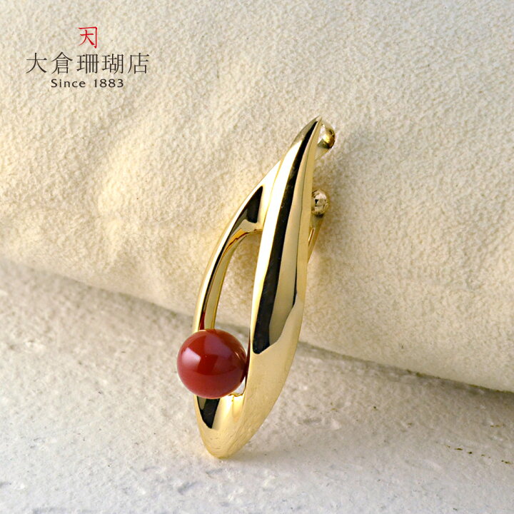 楽天市場】血赤 珊瑚 ブローチ サンゴ さんご 丸珠 18金 K18 ユキコ  