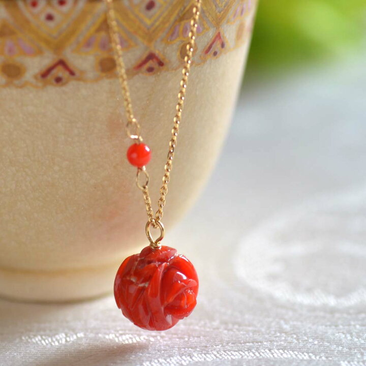 楽天市場】【ポイント最大34倍】血赤珊瑚 ネックレス サンゴ さんご 18  