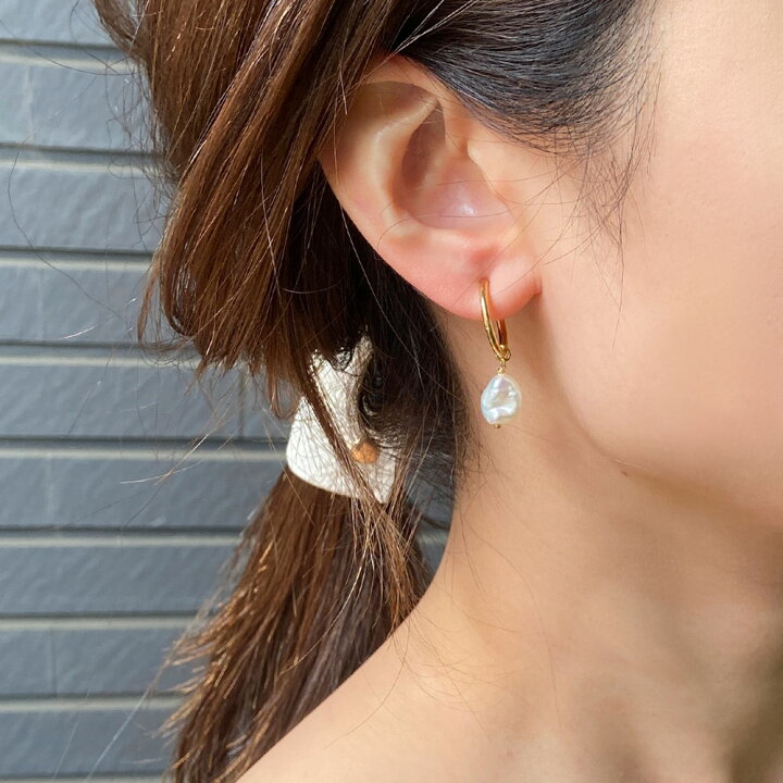 楽天市場】淡水 パールピアス イヤリング フープ ゴールド ケシ  