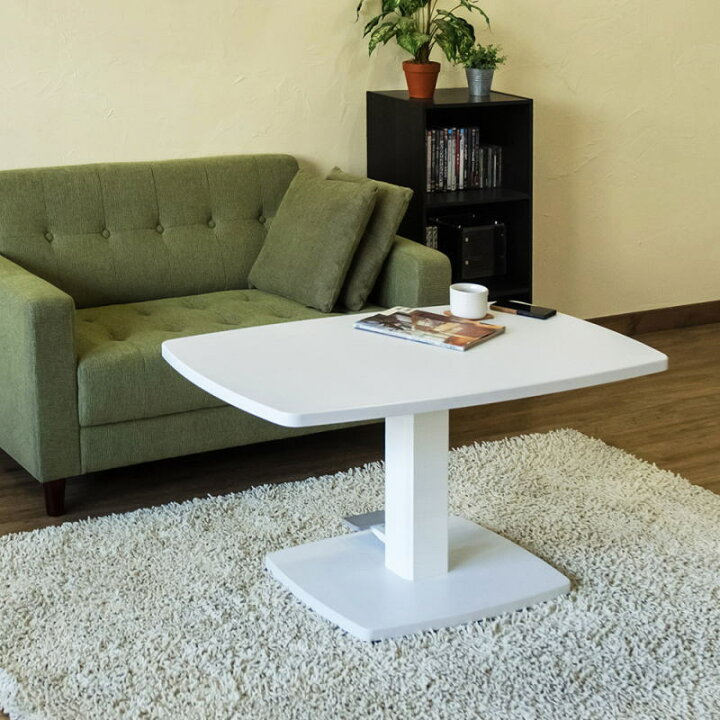 楽天市場】【大型商品】 昇降式 ダイニングテーブル105×60ホワイト 
