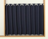 小窓用遮光カフェカーテン巾90x丈60cm風呂用カフェカーテン　コナーNBネイビーブルーyama＜カフェカーテ…