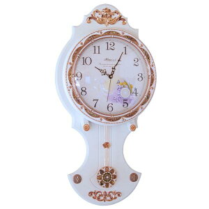 キラキラとゴージャスな白い振り子時計 5226