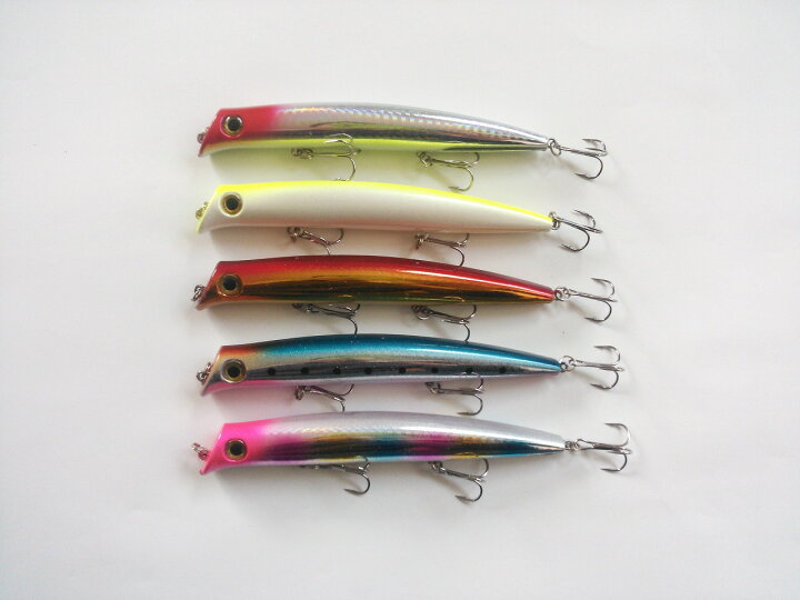 楽天市場 リップレス ミノー フローティング ポッパー トップウォーター 17g 12 5cm 5色 セット Typea シーバス スズキ シイラ 青物 ペンシル ベイト L105 つり具の雪見堂 楽天市場店