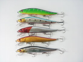 フローティングミノー　14cm　21g　5色　セット　青物　シーバス　ヒラメ　ブリ　カンパチ　イナダ　ワラサ　トリプルフック　3個仕様　ゆらゆらアクション　L110