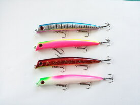 リップレス　ミノー　フローティング　ポッパー　トップウォーター　17g　12.5cm　4色　セット　シーバス　スズキ　シイラ　青物　ペンシル　ベイト　L107