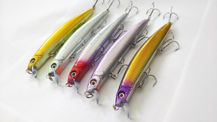 楽天市場 マグネットによる重心移動で飛距離が出る フローティングミノー 28g 15cm 5色セット シーバス スズキ 青物 ヒラマサ ブリ イナダ 港湾 サーフ 砂浜 磯 漁港 オールシーズン 水面直下 L109 つり具の雪見堂 楽天市場店