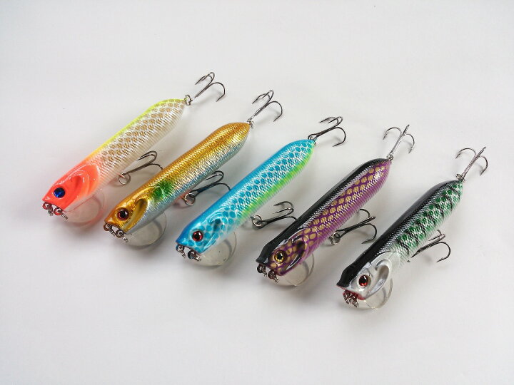 楽天市場 ポッパー 5色 セット 9 5cm 17g 水を受け流すカップ ペンシル ブラックバス シーバス イナダ シイラ ナマズ ライギョ トップゲーム つり具の雪見堂 楽天市場店