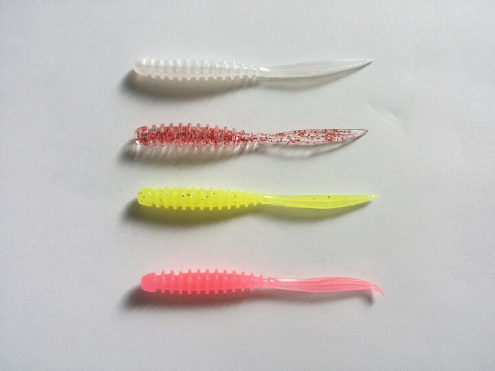 楽天市場 アジング ワーム 断面が十字のテールでアクション 5 5cm 4色 80本 セット スタンダード メバリング メバル アジ ソフトルアー カマス つり具の雪見堂 楽天市場店