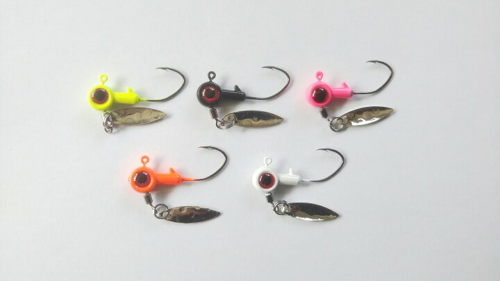 楽天市場 ジグヘッド ブレード付き 1 75g 1 16oz 5色セット 新品 メバル シーバス 根魚 ロックフィッシュ メッキ スピンテールジグ つり具の雪見堂 楽天市場店