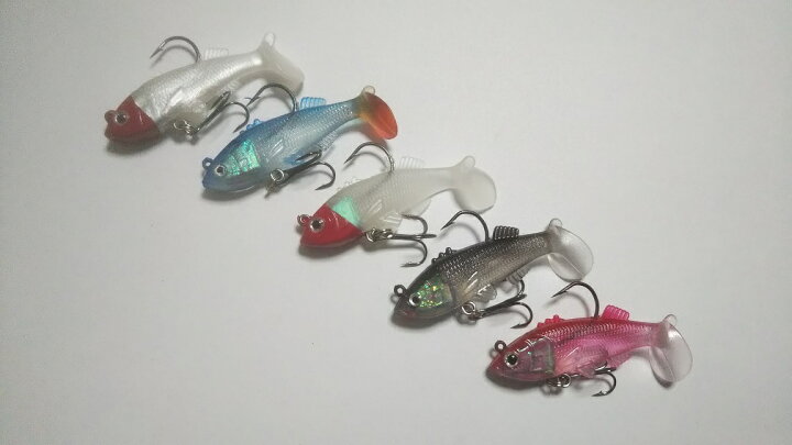 楽天市場 魚の頭 ジグヘッド ワーム ソフトルアー 小型 5cm 9g 5色セット 根魚 ソイ 回遊魚 メバル 青物 カンパチ バス釣り つり具の雪見堂 楽天市場店