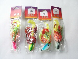 鯛ラバ 60g超 4色 セット マダイ 根魚 フラットフィッシュ マゴチ ヒラメ クエ ハタ メタルジグ ジグ ジギング 船 大物狙いに ラバージグ