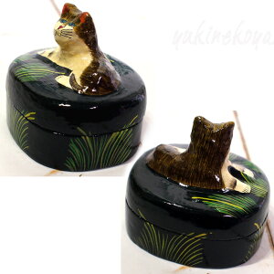 楽天市場 猫型小物入れ ペーパーマッシュ とびだしネコ 猫の置物 輸入雑貨 ハンドメイド 猫雑貨 猫グッズ ネコ雑貨 ねこ柄 キャット 雪猫屋 楽天市場店
