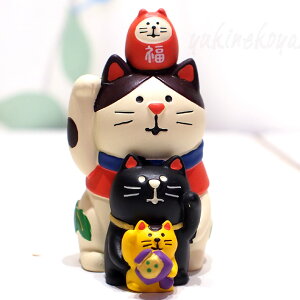楽天市場 猫のマスコット 置物 福重ね招き猫 フェルトマット付き デコレ Decole Concombre まったりマスコット 開運 招福 お正月オーナメント お正月飾り 猫雑貨 猫グッズ ネコ雑貨 ねこ柄 キャット 雪猫屋 楽天市場店