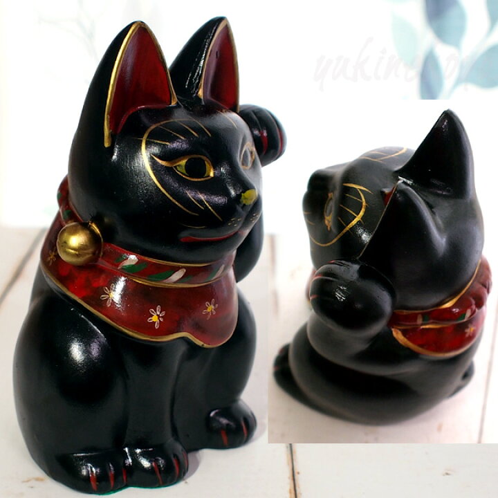 楽天市場】古色三河招き猫 大正ロマンの復刻版 レトロ招き猫 黒猫 小 