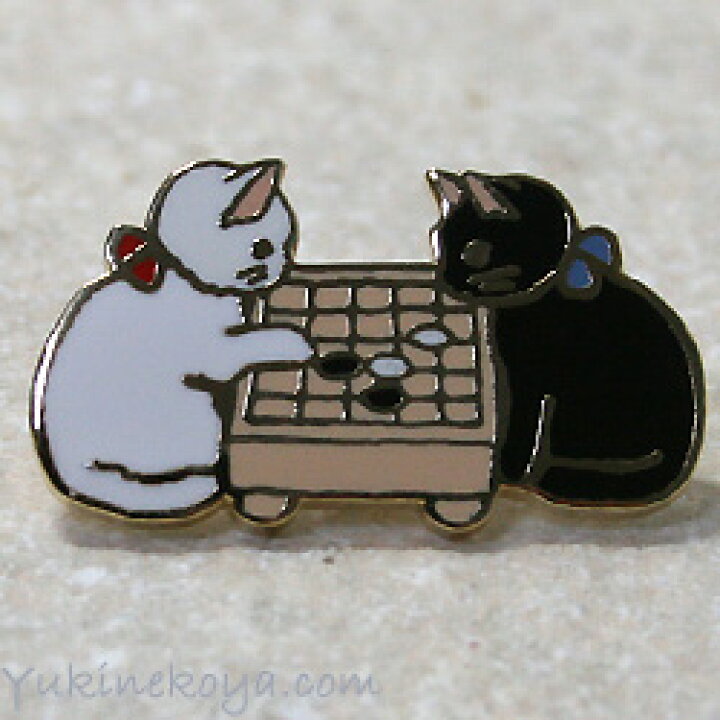 楽天市場】猫ピンズ 囲碁 白猫 黒猫 ポタリングキャット ブローチ 