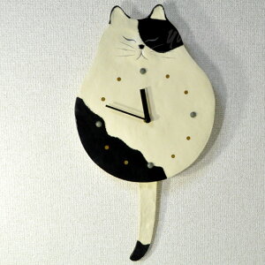 楽天市場 猫の壁掛け時計 しっぽ振り子時計 三毛 はちわれ ぶち ひだまり のら ハンドメイド 日本製 ウォールクロック 掛時計 猫型 ギフト 新築祝 結婚祝 猫雑貨 ネコグッズ ねこ キャット 雪猫屋 楽天市場店