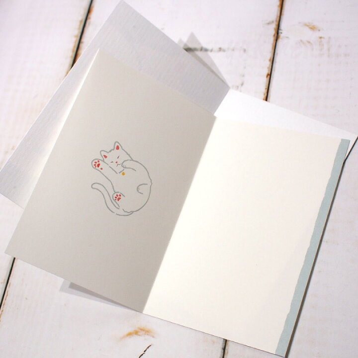 楽天市場 猫のグリーティングカード 白猫 イラスト入り中紙 金箔押し加工 封筒付き メッセージカード 文房具 ステーショナリー 猫雑貨 ネコグッズ ねこ柄 キャット Ec 雪猫屋 楽天市場店
