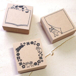 猫のフレームスタンプ はんこ FIKA デコレ DECOLE 日本製 ゴム印 文房具 ステーショナリー 猫雑貨 猫グッズ ネコ雑貨 ねこ柄 キャット