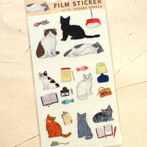 猫 シール 貼ってはがせる ステッカー 米津祐介 ネコ 再剥離 ネコ柄 文房具 ステーショナリー ギフト 猫雑貨 ネコグッズ ねこ キャット グリーティングライフ
