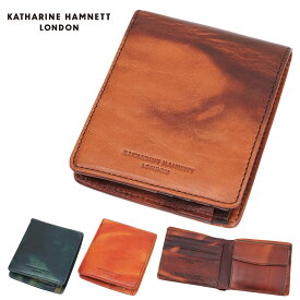 KATHARINE HAMNETT キャサリンハムネット ロンドン FLUID フルイド 二つ折り財布 メンズ 財布 カード4枚収納 折財布 折りたたみ 革 レザー メンズ 二つ折り 財布 ブランド 本革 折財布 メンズ 折り財布 490-59200