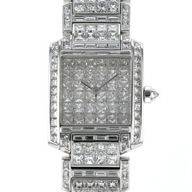 カルティエ Cartier タンク フランセーズSM リビエール WL4073KF 全面ダイヤ文字盤 中古 腕時計 レディース