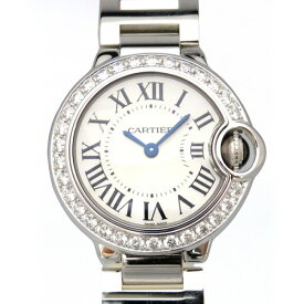 カルティエ Cartier バロンブルー ベゼルダイヤ WE9003Z3 シルバー文字盤 新古品 腕時計 レディース