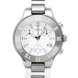 カルティエ Cartier マスト21 クロノスカフ W10184U2 ホワイト文字盤 未使用 腕時計 メンズ