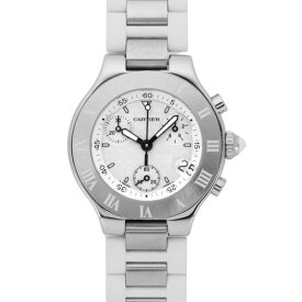 カルティエ Cartier マスト21 クロノスカフ W10197U2 ホワイト文字盤 未使用 腕時計 レディース