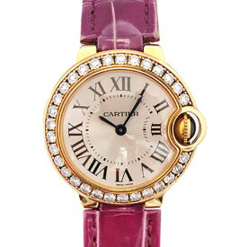 カルティエ Cartier バロンブルー ベゼルダイヤ WE900251 シルバー文字盤 中古 腕時計 レディース