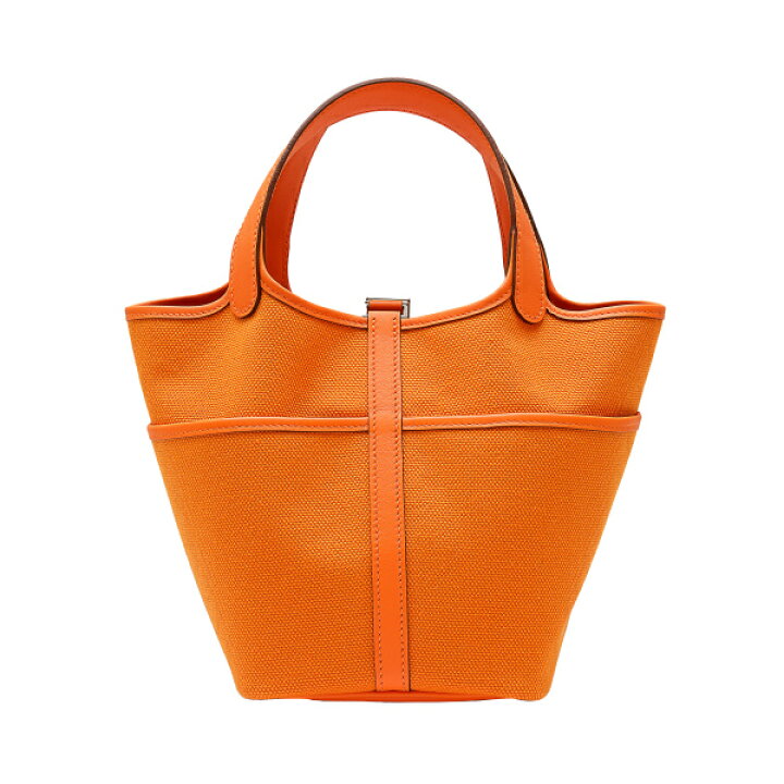 HERMES エルメス ピコタンロックMM ハンドバッグ レザー オレンジ 