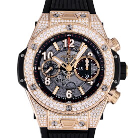 ウブロ HUBLOT ビッグバン ウニコ キングゴールド パヴェ 411.OX.1180.RX.1704 グレー文字盤 中古 腕時計 メンズ