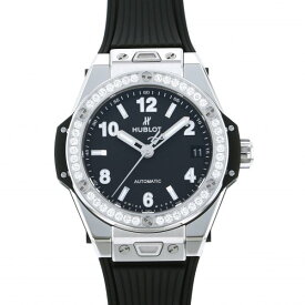 ウブロ HUBLOT ビッグバン ワンクリック スチール ダイヤモンド 465.SX.1170.RX.1204 ブラック文字盤 新品 腕時計 レディース