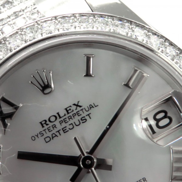 ロレックス ROLEX デイトジャスト ベゼル・ブレスダイヤ 178286NR ホワイトローマ文字盤 中古 腕時計 レディース |  ジェムキャッスルゆきざき