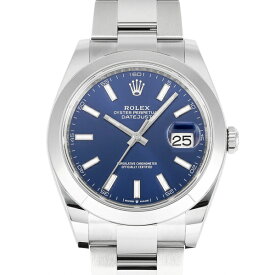 ロレックス ROLEX デイトジャスト 41 126300 ブライトブルー/バー文字盤 新品 腕時計 メンズ