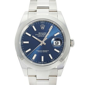 ロレックス ROLEX デイトジャスト 41 126300 ブライトブルー/バー文字盤 新品 腕時計 メンズ
