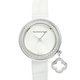 ヴァンクリーフ＆アーペル Van Cleef ＆ Arpels チャーム クローバー ウォッチ 27 mm 日本限定 VCARO8ZS00 ホワイト文字盤 中古 腕時計 レディース