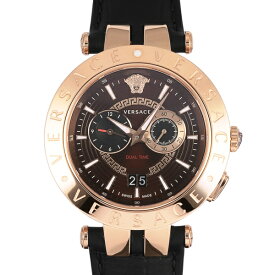 ヴェルサーチ Versace Vレース デュアルタイム VEBV00722 ブラウン文字盤 新品 腕時計 メンズ