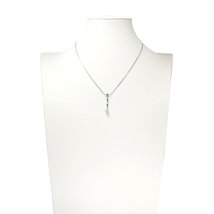 楽天市場】K18ホワイトゴールド エメラルド ダイヤモンド ネックレス 