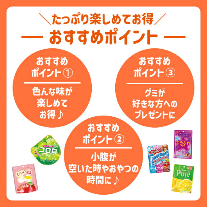 楽天市場】グミ 詰め合わせ お楽しみ 福袋 (各1袋×8種)8袋入 (最短当日 